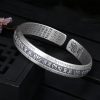 999 Perak Sterling Om Mani Padme Hum Lotus Meditasi Gelang 999 Sterling Silver Om Mani Padme Hum Lotus Meditation Bracelet