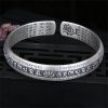 999 Perak Sterling Om Mani Padme Hum Lotus Meditasi Gelang 999 Sterling Silver Om Mani Padme Hum Lotus Meditation Bracelet