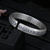 999 Perak Sterling Om Mani Padme Hum Lotus Meditasi Gelang 999 Sterling Silver Om Mani Padme Hum Lotus Meditation Bracelet