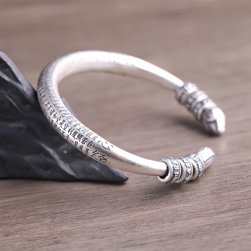 999純銀 オーム マニ ペメ フーム 瞑想ブレスレット 999 Sterling Silver Om Mani Padme Hum Meditation Bracelet