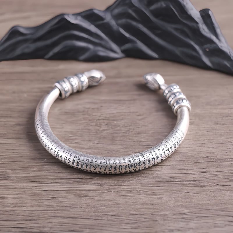 999純銀 オーム マニ ペメ フーム 瞑想ブレスレット 999 Sterling Silver Om Mani Padme Hum Meditation Bracelet