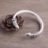 999純銀 オーム マニ ペメ フーム 瞑想ブレスレット 999 Sterling Silver Om Mani Padme Hum Meditation Bracelet