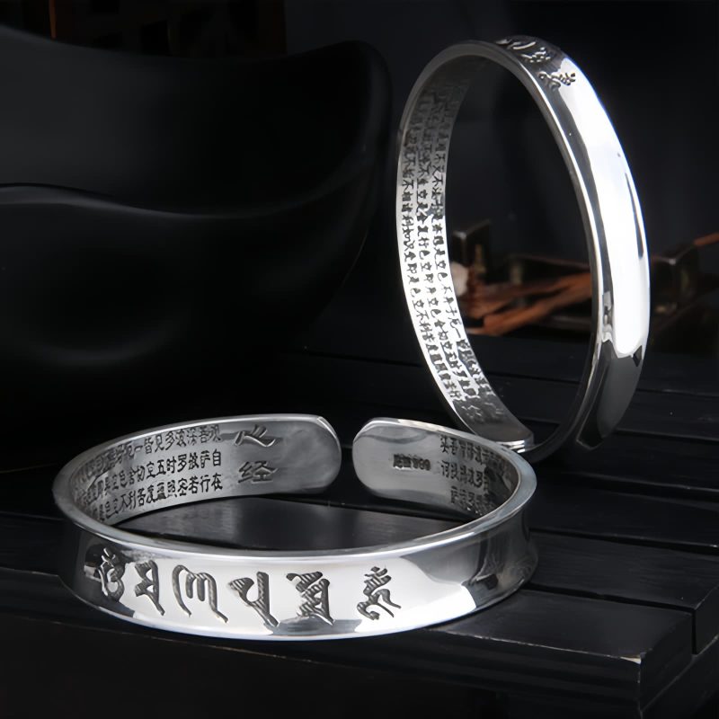 999 スターリングシルバー オム・マニ・パドメ・フム パ prayer ブレスレット 999 Sterling Silver Om Mani Padme Hum Prayer Bracelet