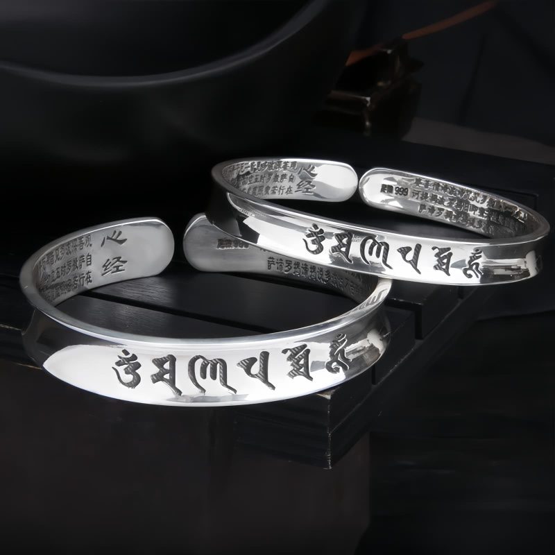 999 スターリングシルバー オム・マニ・パドメ・フム パ prayer ブレスレット 999 Sterling Silver Om Mani Padme Hum Prayer Bracelet