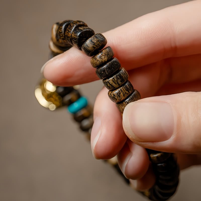 Pulsera de Fuerza con Ágata Roja, Turquesa y Agarwood Agarwood Turquoise Strength Bracelet