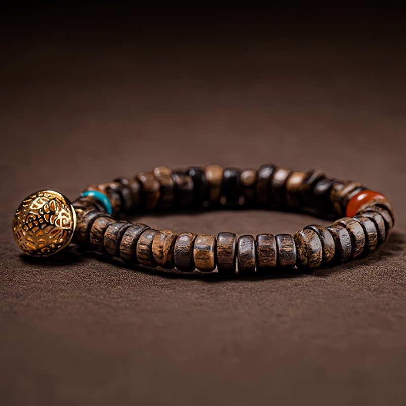 Pulsera de Fuerza con Ágata Roja, Turquesa y Agarwood Agarwood Turquoise Strength Bracelet
