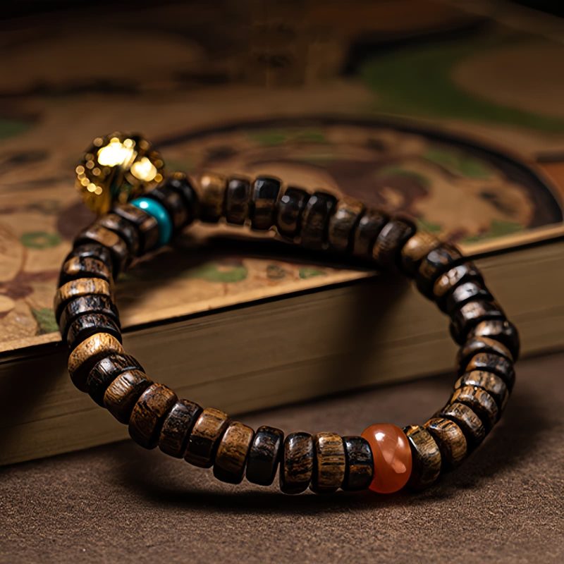 Pulsera de Fuerza con Ágata Roja, Turquesa y Agarwood Agarwood Turquoise Strength Bracelet