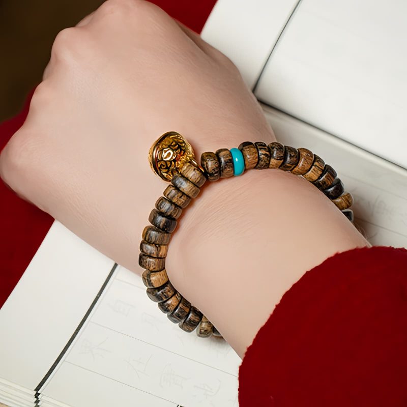 Pulsera de Fuerza con Ágata Roja, Turquesa y Agarwood Agarwood Turquoise Strength Bracelet