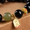 سوار يد من العقيق الأسود و حجر الهيتيان اليشم الثمين Black Onyx Hetian Jade Wealth Bracelet
