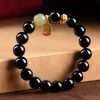 سوار يد من العقيق الأسود و حجر الهيتيان اليشم الثمين Black Onyx Hetian Jade Wealth Bracelet