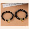سوار يد من العقيق الأسود و حجر الهيتيان اليشم الثمين Black Onyx Hetian Jade Wealth Bracelet