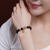 سوار يد من العقيق الأسود و حجر الهيتيان اليشم الثمين Black Onyx Hetian Jade Wealth Bracelet