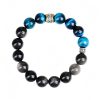 Pulsera de Protección y Fuerza con Ojo de Tigre Azul y Obsidiana Plateada Blue Tiger Eye Obsidian Strength Protection Bracelet