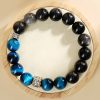 Pulsera de Protección y Fuerza con Ojo de Tigre Azul y Obsidiana Plateada Blue Tiger Eye Obsidian Strength Protection Bracelet