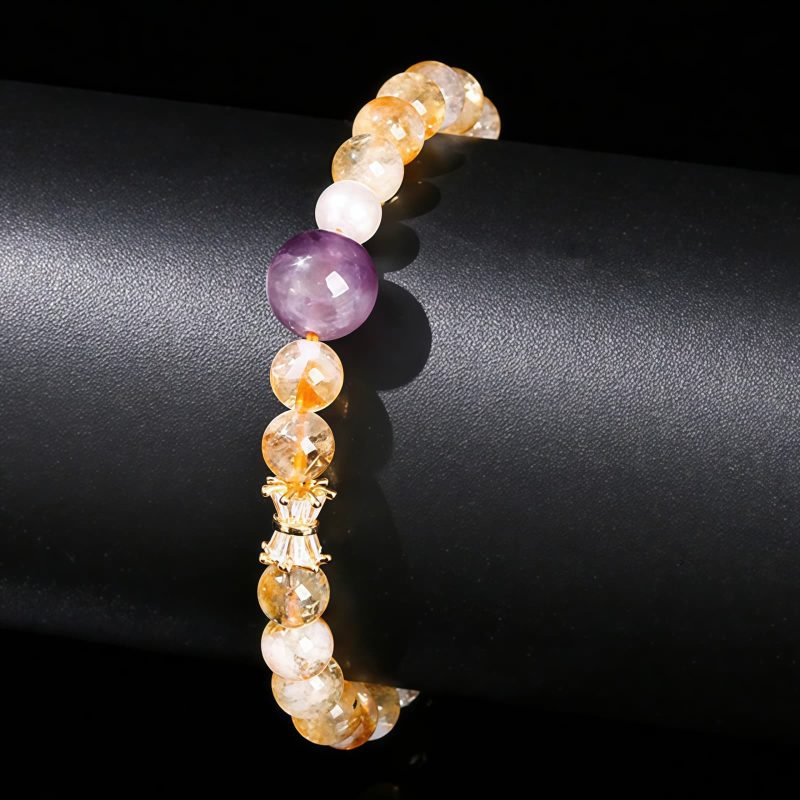Armband des Wohlstands aus natürlichem Citrin und Amethyst Natural Citrine Amethyst Prosperity Bracelet