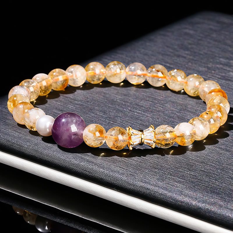Armband des Wohlstands aus natürlichem Citrin und Amethyst Natural Citrine Amethyst Prosperity Bracelet