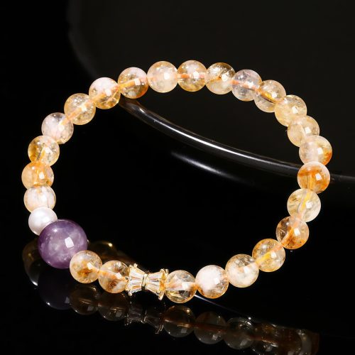 Pulsera de Prosperidad con Citrino y Amatista Natural Pulsera de Prosperidad con Citrino y Amatista Natural