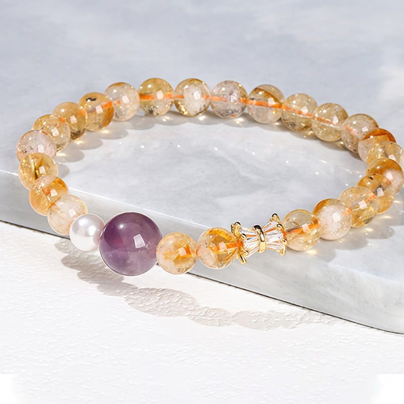 Armband des Wohlstands aus natürlichem Citrin und Amethyst Natural Citrine Amethyst Prosperity Bracelet
