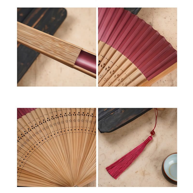 Abanico Plegable de Bambú con Grabado Hueco y Degradado Gradient Hollow Engraved Bamboo Folding Fan