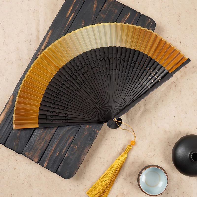 Abanico Plegable de Bambú con Grabado Hueco y Degradado Gradient Hollow Engraved Bamboo Folding Fan