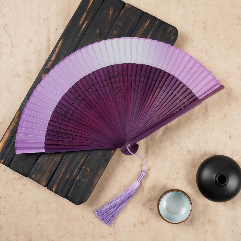 Abanico Plegable de Bambú con Grabado Hueco y Degradado Gradient Hollow Engraved Bamboo Folding Fan