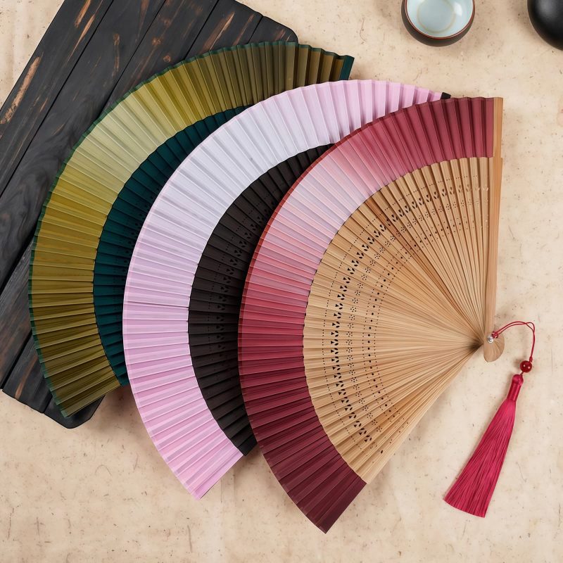 Abanico Plegable de Bambú con Grabado Hueco y Degradado Gradient Hollow Engraved Bamboo Folding Fan