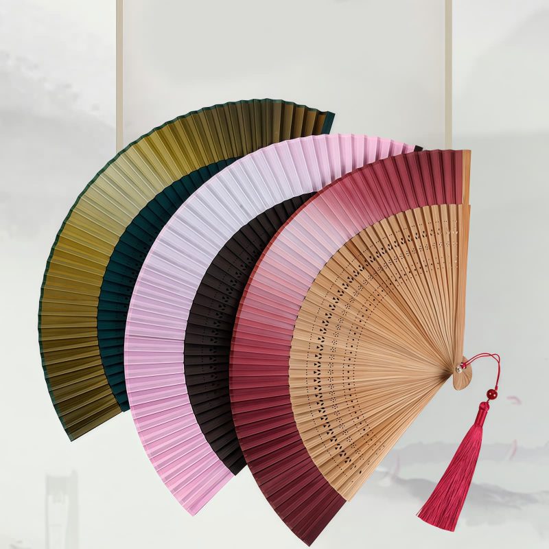 Abanico Plegable de Bambú con Grabado Hueco y Degradado Gradient Hollow Engraved Bamboo Folding Fan
