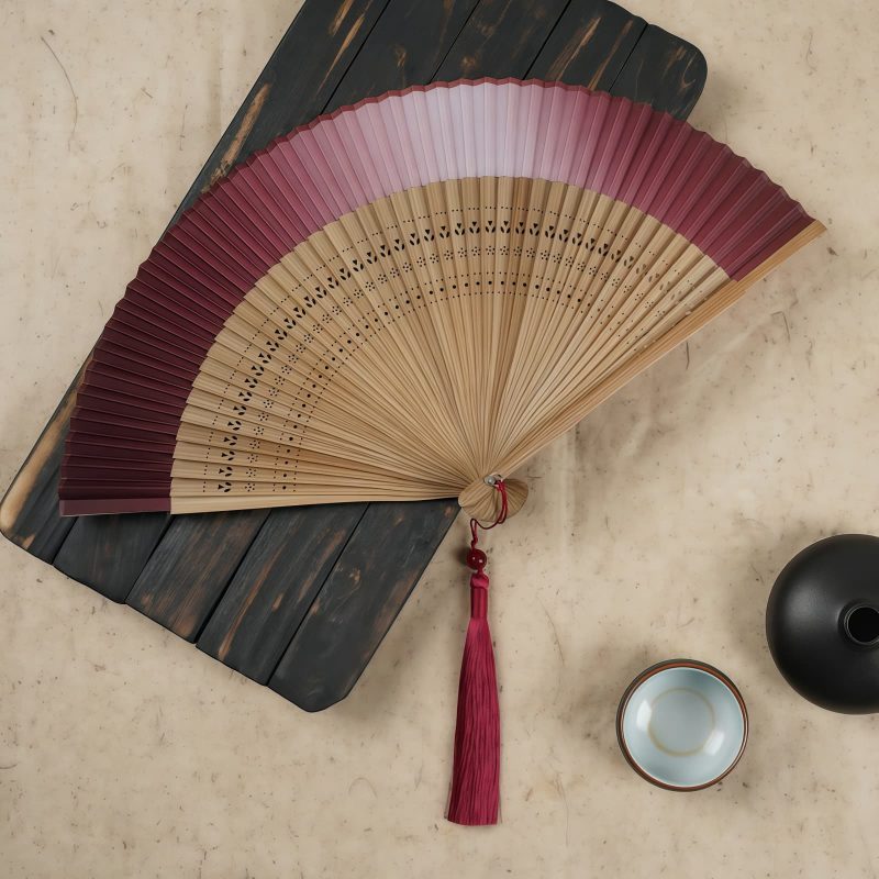 Abanico Plegable de Bambú con Grabado Hueco y Degradado Gradient Hollow Engraved Bamboo Folding Fan