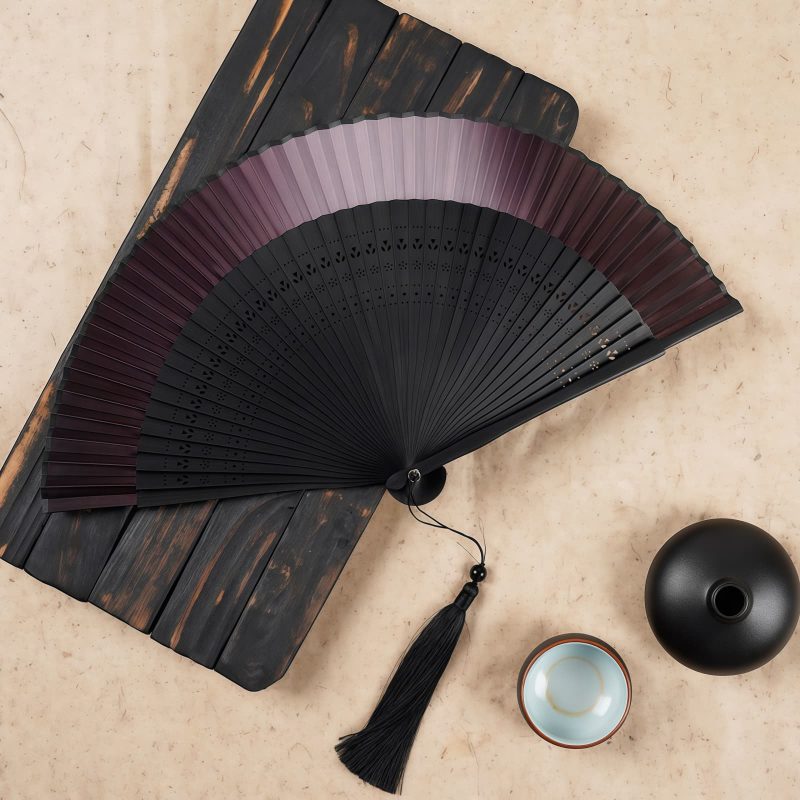 Abanico Plegable de Bambú con Grabado Hueco y Degradado Gradient Hollow Engraved Bamboo Folding Fan