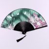 Abanico Plegable de Bambú con Flores de Mariposa Handheld Bamboo Folding Fan with Butterfly Flowers