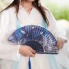 Abanico Plegable de Bambú con Flores de Mariposa Handheld Bamboo Folding Fan with Butterfly Flowers