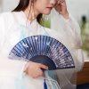 Abanico Plegable de Bambú con Flores de Mariposa Handheld Bamboo Folding Fan with Butterfly Flowers