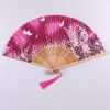 Abanico Plegable de Bambú con Flores de Mariposa Handheld Bamboo Folding Fan with Butterfly Flowers