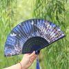 Abanico Plegable de Bambú con Flores de Mariposa Handheld Bamboo Folding Fan with Butterfly Flowers