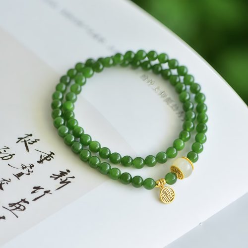 Pulsera de Jade de Hetian: Bendición de Felicidad Pulsera de Jade de Hetian: Bendición de Felicidad