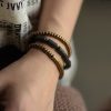 Pulsera Calmante de Vueltas Múltiples de Roca de Lava y Latón Lava Rock Brass Multi-Turn Calm Bracelet