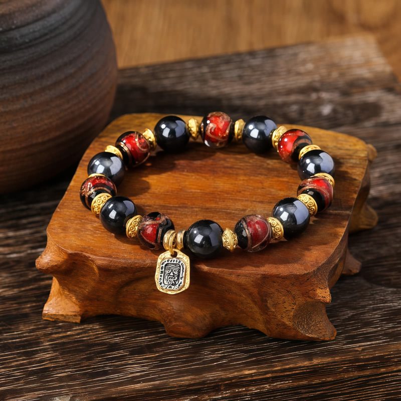 瑠璃ガラス製チベット富裕の女神ブレスレット Liuli Glass Tibetan Goddess of Wealth Bracelet