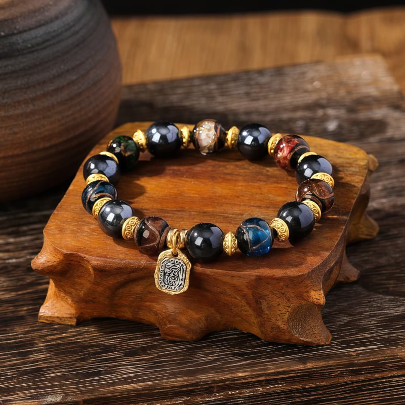 瑠璃ガラス製チベット富裕の女神ブレスレット Liuli Glass Tibetan Goddess of Wealth Bracelet