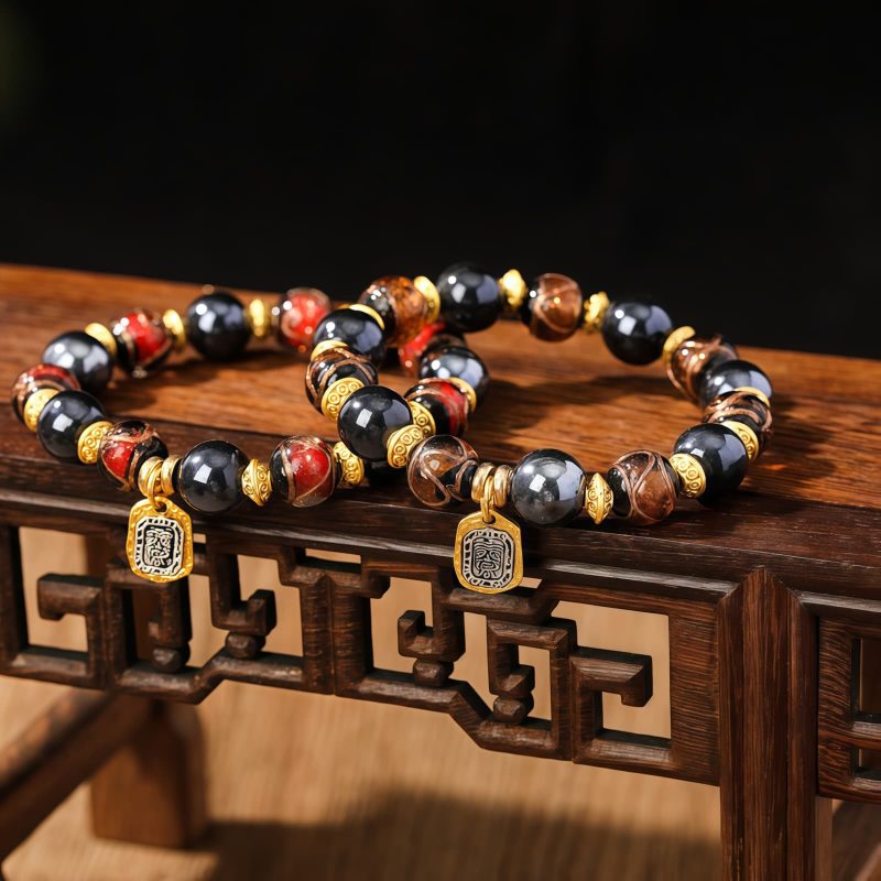 瑠璃ガラス製チベット富裕の女神ブレスレット Liuli Glass Tibetan Goddess of Wealth Bracelet