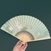 蓮の鯉の竹製折り扇 Lotus Koi Fish Bamboo Folding Fan