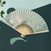 蓮の鯉の竹製折り扇 Lotus Koi Fish Bamboo Folding Fan