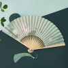蓮の鯉の竹製折り扇 Lotus Koi Fish Bamboo Folding Fan