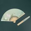 蓮の鯉の竹製折り扇 Lotus Koi Fish Bamboo Folding Fan