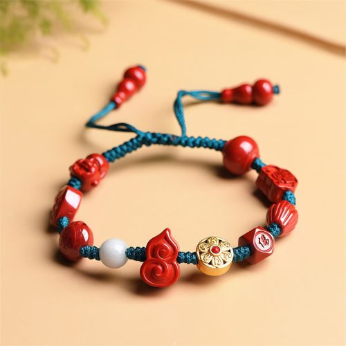 Pulsera de Buda Ríe de Cinabrio Natural Pulsera de Buda Ríe de Cinabrio Natural