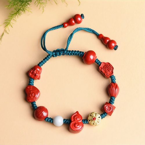 Pulsera de Buda Ríe de Cinabrio Natural Pulsera de Buda Ríe de Cinabrio Natural