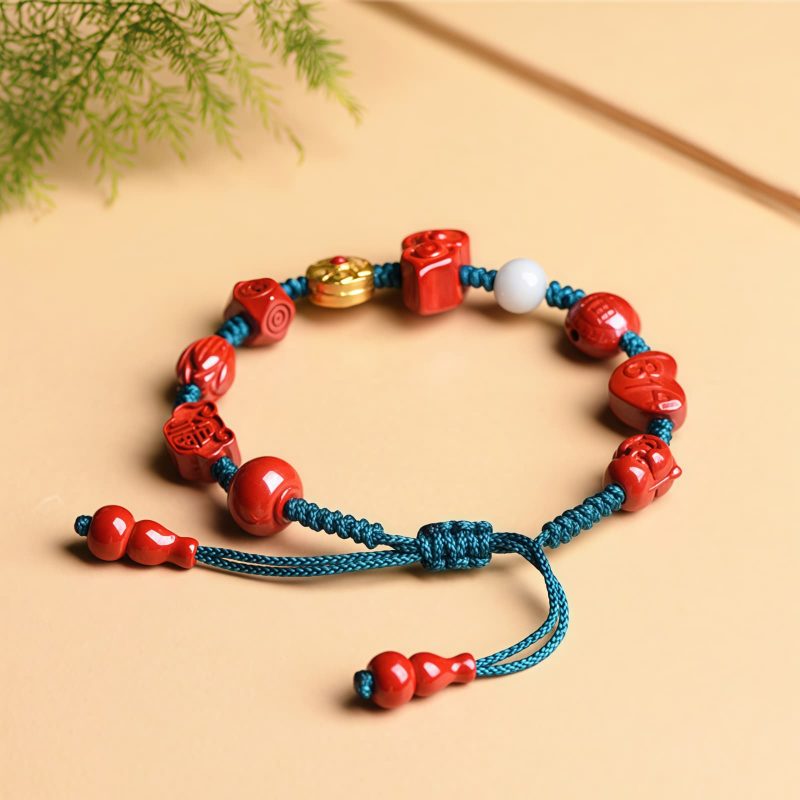 Gelang Buddha Tertawa Cinnabar Alami Natural Cinnabar Laughing Buddha Bracelet