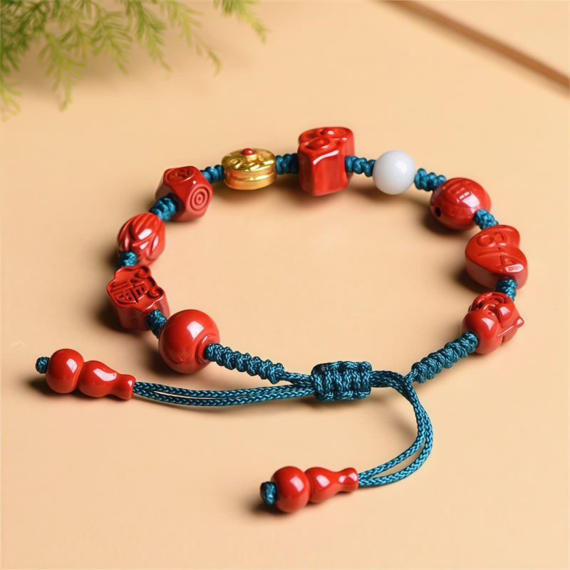 Gelang Buddha Tertawa Cinnabar Alami Natural Cinnabar Laughing Buddha Bracelet