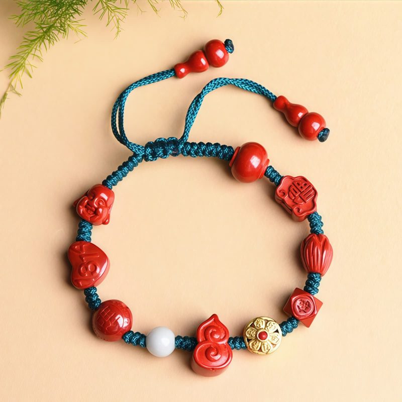 Gelang Buddha Tertawa Cinnabar Alami Natural Cinnabar Laughing Buddha Bracelet