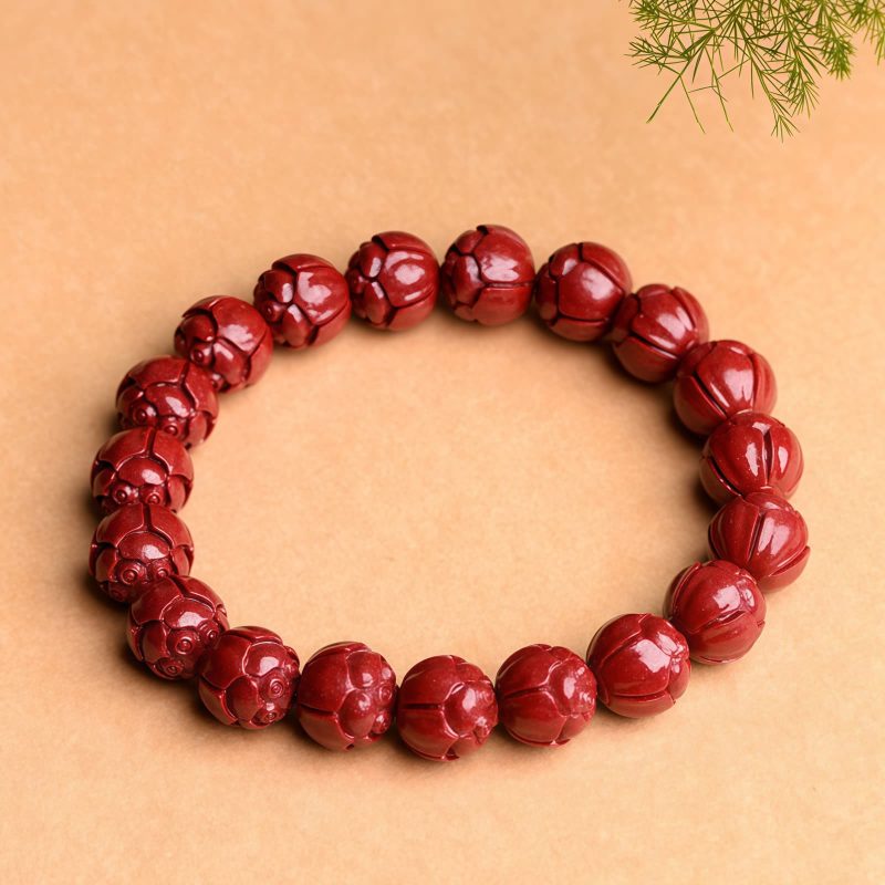 Pulsera de Cinabrio Natural Om Mani Padme Hum Natural Cinnabar Om Mani Padme Hum Bracelet