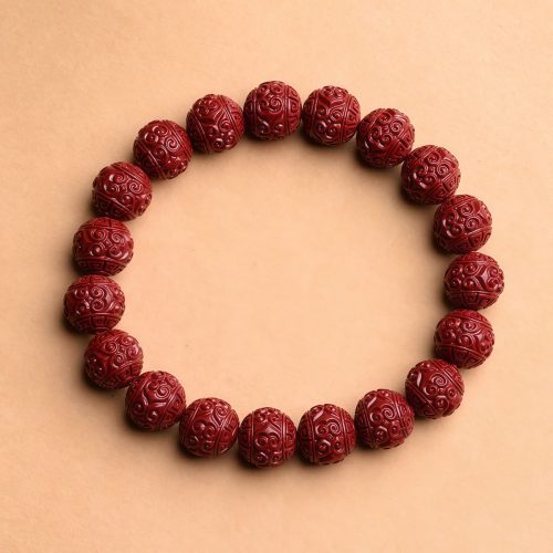 Natural Cinnabar Om Mani Padme Hum Bracelet Natural Cinnabar Om Mani Padme Hum Bracelet